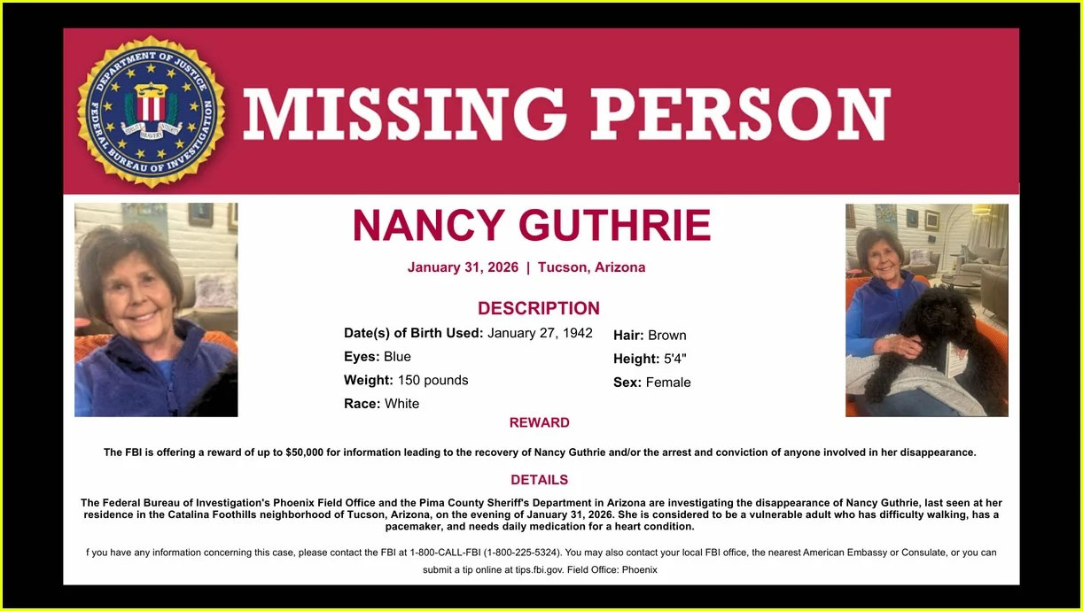 Nancy Guthrie Missing Person Flyer